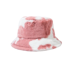 Chapeaux seau de pêcheur d'hiver avec logo personnalisé pour femmes, brodé en 3D, en <span class=keywords><strong>fausse</strong></span> <span class=keywords><strong>fourrure</strong></span> de lapin, nœuds léopard en peluche unis de haute qualité - Product Image 1