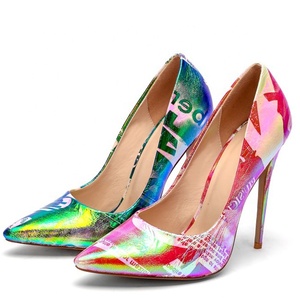 Escarpins à talons hauts pour femmes avec imprimé fluorescent, faible MOQ, chaussures à talons aiguilles pour femmes, grandes tailles 45, chaussures habillées - Product Image 5