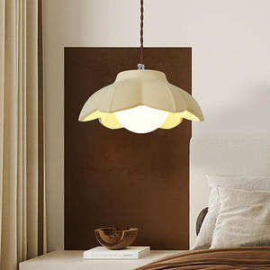 Suspension LED de style crème minimaliste français, hauteur réglable, design nordique créatif, salle à manger, chambre à coucher, salle d'exposition, milieu - Product Image 5