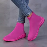 Baskets montantes pour femmes en maille respirante, légères, à enfiler, antidérapantes, confortables et souples, pour le printemps et l'automne