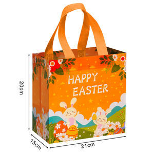 Bolsas de Tela Reutilizables con Logotipo Personalizado, Bolsas de Regalo de Pascua Laminadas, Bolsas de Compras de Tela No Tejida con Diseño de Conejito - Product Image 5