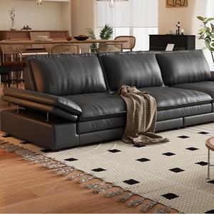 Modernes, Schlichtes Design Massivholzrahmen Verstellbares Lederbezogenes Rechteckiges Sofa-Set für Hotel, Villa und Wohnzimmer - Product Image 4