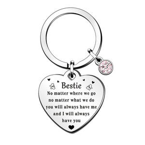 Llavero de corazón de acero inoxidable de Venta caliente para el mejor amigo de las <span class=keywords><strong>hermanas</strong></span> regalo de Navidad del Día de San Valentín - Product Image 1