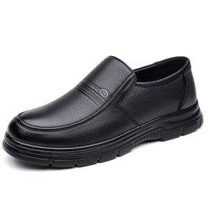 Mocassins en cuir véritable pour hommes, bout rond, à enfiler, semelle en caoutchouc antidérapante, toutes saisons, chaussures décontractées pour affaires - Product Image 3