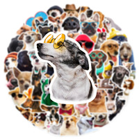 Autocollants de chien de dessin animé mignon personnalisés 50pcs avec lunettes