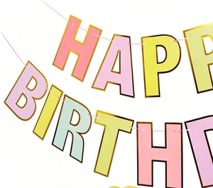 Guirlande <span class=keywords><strong>de</strong></span> lettres Joyeux Anniversaire en papier doré pour décoration murale d'anniversaire, vente en gros - Product Image 5