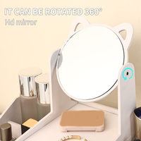 Boîte de rangement cosmétique de luxe personnalisée, miroir rectangulaire blanc, style nordique, avec oreilles de chat