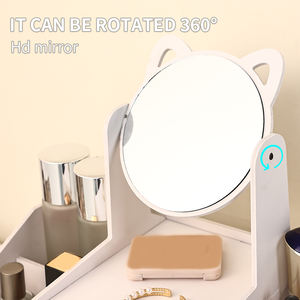 カスタム高級ホワイト長方形ミラー付き北欧風メイクアップコスメ収納ボックスオーガナイザー（猫耳付き） - Product Image 5