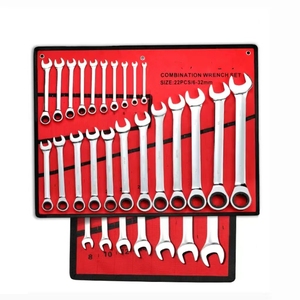 Jeu de clés à cliquet miroir 22pcs Argent Multifonctionnel Ratchet Torque Force Hand Combination Tool Wrench Set