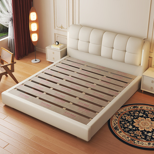 Lit rembourré moderne de luxe de taille <span class=keywords><strong>King</strong></span> & Queen avec de solides tiroirs de rangement dissimulés Cadre en bois et éclairage Tête de lit souple - Product Image 5