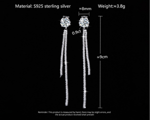 Bijoux fins, boucles d'oreilles pendantes à franges longues en moissanite ronde de 1 carat, VVS GRA, argent sterling 925, hypoallergéniques, pour femmes - Product Image 5