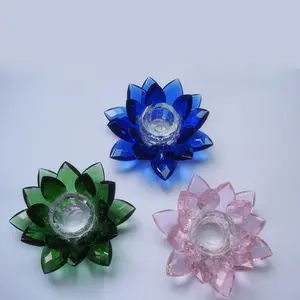 Colori di loto di cristallo supporto di candela di vetro fiore di loto tealight titolare