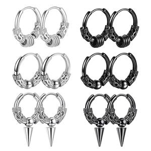 Pendientes de aro con púas de acero inoxidable con diseño de dragón para unisex, joyería para piercing, accesorio de moda para fiestas - Product Image 1