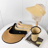 Sombrero de visera de paja para mujer, ala ancha, plegable, verano, protección UV, gorra de playa, sombreros plegables
