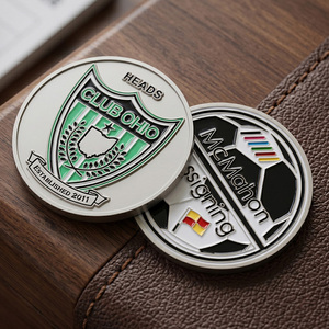 Pièce de monnaie en métal personnalisée, plaquée argent, en alliage de zinc, avec logo émaillé double face, pièce commémorative de football pour les matchs de football - Product Image 2