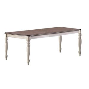 DB โต๊ะรับประทานอาหารสีขาวสไตล์โบราณ1ชิ้นพร้อมใบไม้2x ไม้โอ๊คสี่เหลี่ยมผืนผ้าสำหรับบ้านสำนักงานห้องครัวและห้องรับประทานอาหาร - Product Image 4