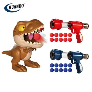 Juego de tiro de dinosaurio para niños, 2 pistolas y 20 balas de espuma suave