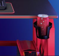 Bureau de jeu pour ordinateur de jeu de conception cyberpunk moderne avec éclairage LED RVB, support pour tasse et casque en métal, table de jeu