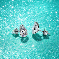 Boucles d'oreilles clous en argent sterling S925 avec moissanite taille poire pour femme, 1ct/2ct, couleur D, pureté VVS1, certifiées GRA, vente en gros usine