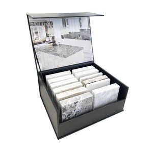 Wholesale Quartz Sample Case Design For Paper Cardboard Marble Flap Box Granite Sample Display Racks Tile Stone Show Boxes