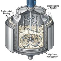 Machine de fabrication de crèmes cosmétiques avec homogénéisateur sous vide à levage hydraulique, réservoir de mélange d'eau et d'huile à commande PLC, directement de l'usine