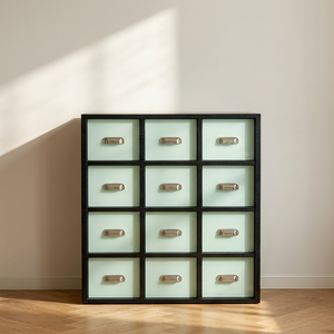 Mueble de Almacenamiento Moderno con Marco Negro y Cajones Verdes para Sala de Estar - Product Image 1