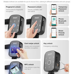 Câble antivol pliable en métal économique avec télécommande, chaîne épaisse noire en métal pour <span class=keywords><strong>vélo</strong></span> électrique <span class=keywords><strong>de</strong></span> montagne avec clés - Product Image 2