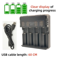 Chargeur de batterie LCD 4 emplacements USB Type-C CC CV AA AAA 18650 Li-ion Ni-MH Rechargeable Zéro Volt Charge Rapide pour Appareil Photo et Microphone