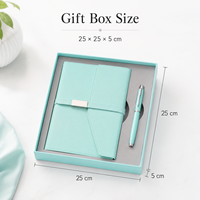 Set de Regalo de Cuaderno con Logotipo Personalizado y Bolígrafo Metálico, Diario Elegante Verde Menta con Caja Premium para Regalos Corporativos y Entrenamiento de Empleados