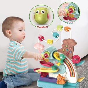 Juguetes 5 en 1 para niños, rampa de coche, juguete, juego de tiro de baloncesto, pájaro carpintero, juego de atrapar insectos, aprendizaje temprano, Cubo de actividad Montessori - Product Image 4