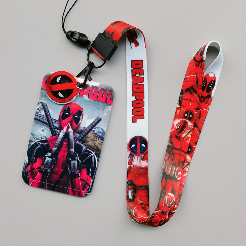 Accessories Anime Lovely Cartoon Dead Pool Card Holder Marvel Design Custom Plastic Card Case Anti-Lost Lanyards ID Card Cover Image 3