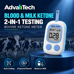 AdvallTech Analyseur de cétone bovine portable Bluetooth en option avec codage automatique pour le diagnostic et les tests sanguins et laitiers chez les bovins laitiers - Product Image 1
