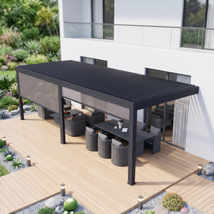 Gazebo Exterior Inteligente Bioclimático Eléctrico <span class=keywords><strong>de</strong></span> 3*6 4*6 <span class=keywords><strong>con</strong></span> Luces LED, Impermeable y Resistente al Viento, <span class=keywords><strong>con</strong></span> Persiana Enrollable para Piscina, Villa o Terraza - Product Image 1