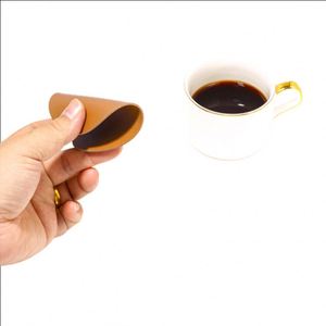 แผ่นรองแก้วหนังทรงกลมคุณภาพสูง พิมพ์โลโก้ตามสั่ง กันลื่น แบบเรียบ - Product Image 6