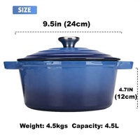 Casserole profonde minimaliste en fonte émaillée colorée Foodie avec couvercle en fonte émaillée, ustensile de cuisine écologique 24 cm