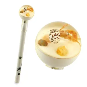 real marine organism pens natural soldier crab decorative clear cap luminous beach marine park zoo resin souvenir gifts pens