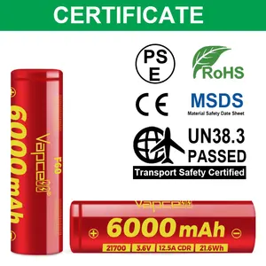 Vapcell F60 21700 6000mAh 3.7V Rechargeable Battery For Flashlight Toy Battery Pack