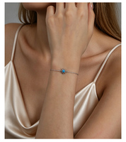 Bracelet pour femme en argent sterling 925 avec pendentif soleil turquoise bleu, design élégant, chaîne à maillons, fabrication OEM ODM Moyu Jewelry