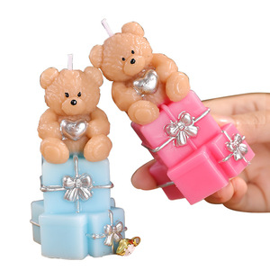 <b>Bear</b> On Gift Box Scented Candle <b>Cute</b> Heart Teddy <b>Bear</b> Candle For Christmas Birthday Party Home Decor Holiday Gift - Product Image 5