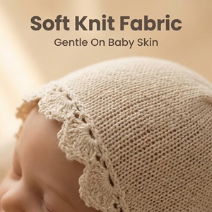 <span class=keywords><strong>Bonnet</strong></span> bébé en coton 100% tricoté à la main et brodé à la <span class=keywords><strong>machine</strong></span>, motif écossais mignon, bord festonné, design dessiné à la main, unisexe, accessoire photo de voyage - Product Image 4