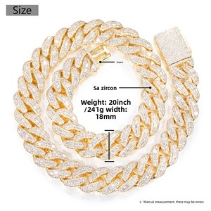 18mm Cuban chuỗi Necklace - Cool xuất hiện, <span class=keywords><strong>zircon</strong></span> đá quý Inlay, Flip-up clasp, hip-hop phong cách trang sức tinh tế - Product Image 6