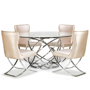 <span class=keywords><strong>Alta</strong></span> redonda de vidrio transparente pequeña <span class=keywords><strong>mesa</strong></span> de la cena <span class=keywords><strong>con</strong></span> silla 2020 nuevo producto - Product Image 1
