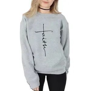 ファッションRewneckスウェットシャツFemmes Christian Sweatshirts Faith Hoodie Women Youth Female Crewneck top