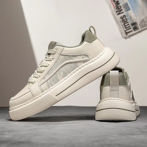 Retro Two Tone Platform Sneakers Outdoor Walking Shoes Woven Thick Laces Stitched <b>Edge</b> Non Slip <b>Rubber</b> Outsole Men Pant Shoes - Product Image 4