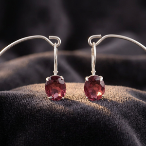 Boucles d'oreilles indiennes faites à la main, élégantes, en rhodolite violet et argent sterling 925, pour femmes et filles, à porter lors de fêtes. - Product Image 6