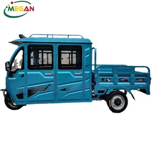 Megan Africa 4 Doors Passenger Cargo Gasoline Tricycle With Enclosed Operator Cab