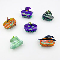 KUACHI Nouveau design Pince à cheveux Halloween phosphorescente personnalisée Pince à cheveux citrouille horreur lueur fluorescente