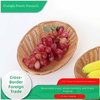 Panier à fruits et légumes en faux rotin tissé à la main, panier à pain en plastique, moderne, minimaliste, ovale, pour le rangement des jouets