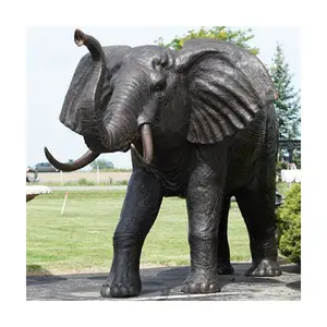户外花园装饰大型金属动物雕塑铜真人大小黄铜青铜装饰大象雕像