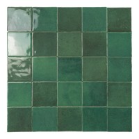 Azulejo Verde Marroquí 10x10 cm 8 mm Brillante con Bordes Irregulares